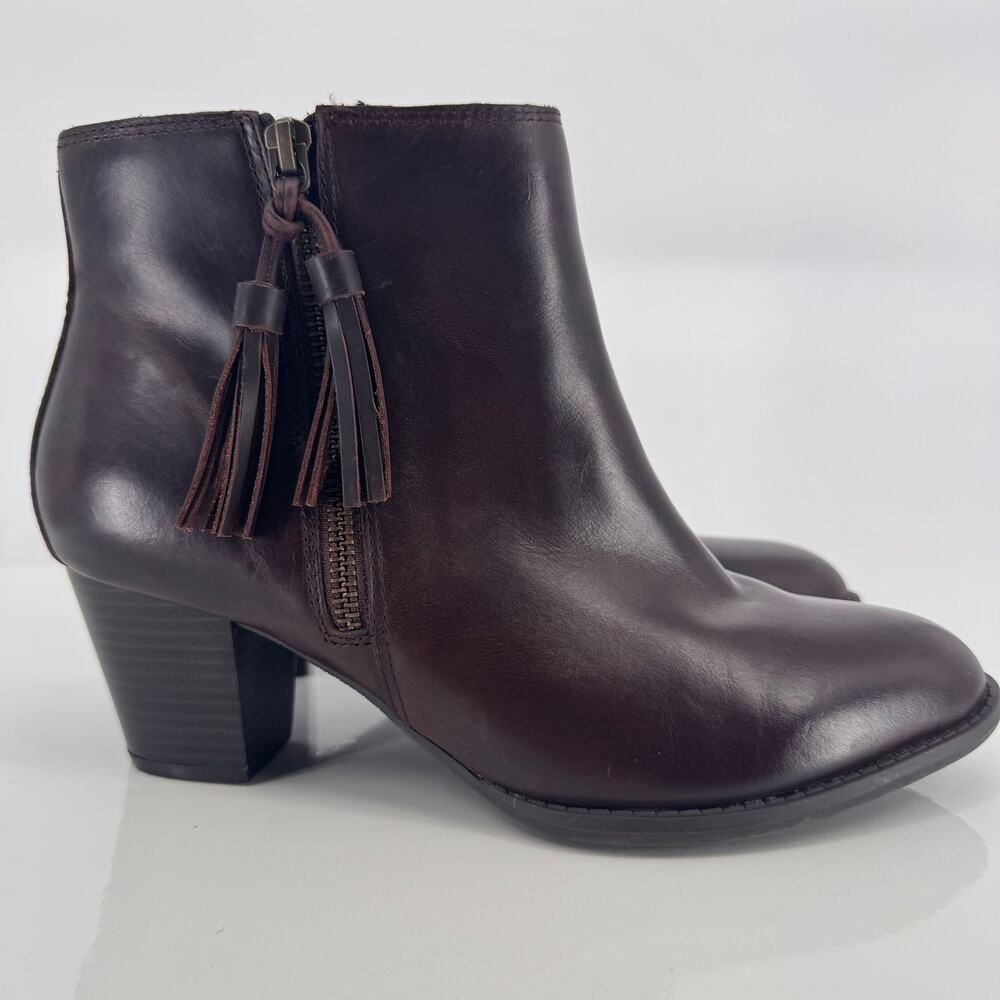 Vionic Upright Madeline Water Resistant Brown Leater Ankle Boots Sz 8.5 Boho